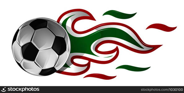 soccer ball on fire with italian and mexican flag. soccer ball on fire with italian and mexican flag. illustration