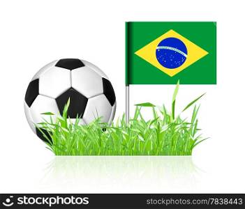 Soccer ball with brasil flag on white background