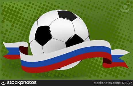Soccer ball with flag of Russia.Football 2018 Championship background .Background in Russia flag colors