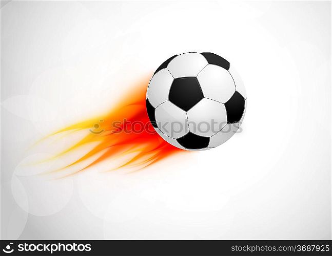 Soccer ball with flame. Abstract bright illustration