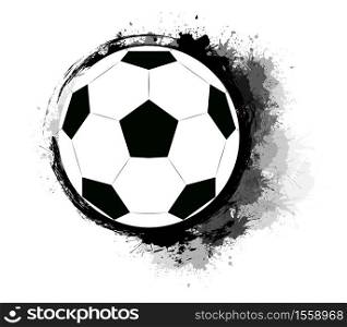Soccer ball with grunge scuffs, ink stains and watercolor splashes. The object is separate from the background. Vector element for banners, articles and your design.. Soccer ball with grunge scuffs, ink stains and watercolor splashes. The object is separate from the background.