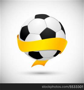 Soccer ball with orange ribbon. Brazil world cup. Vector illustration
