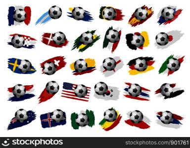 Soccer ball with paint brush stroke of national flag on white background vector illustration