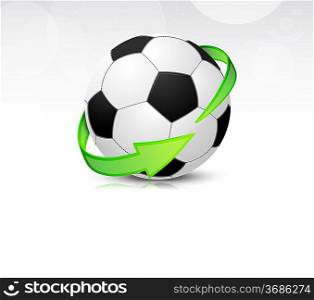 Soccer balls with green arrows. Detailed icon