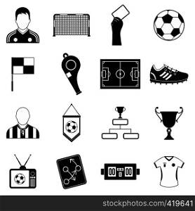 Soccer black simple icons set for web and mobile devices. Soccer black simple icons set