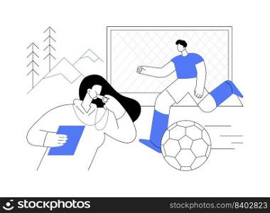Soccer c&abstract concept vector illustration. Football summer vacation, day c&, soccer academy, kids playing, specialty school, teamwork training, youth sport program abstract metaphor.. Soccer c&abstract concept vector illustration.