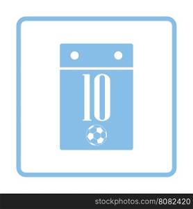 Soccer calendar icon. Blue frame design. Vector illustration.