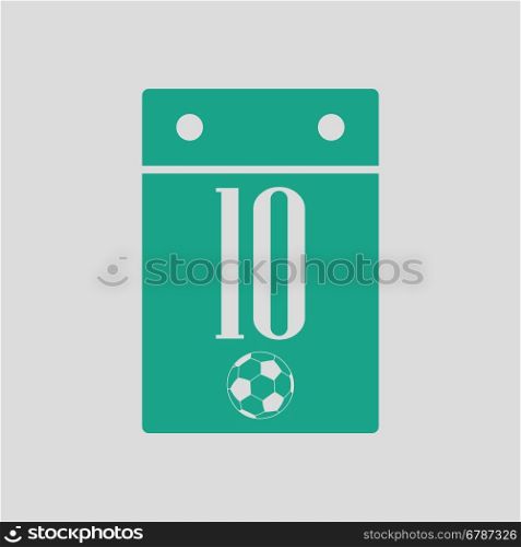 Soccer calendar icon. Gray background with green. Vector illustration.