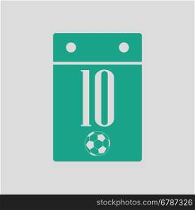 Soccer calendar icon. Gray background with green. Vector illustration.