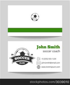 Soccer club business card green. Soccer club business card green and white. Football club logo. Vector illustration