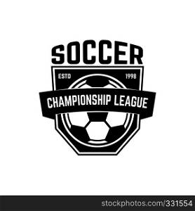 Soccer club emblem. Design element for logo, label, sign, poster. Vector illustration