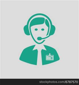 Soccer commentator icon. Gray background with green. Vector illustration.