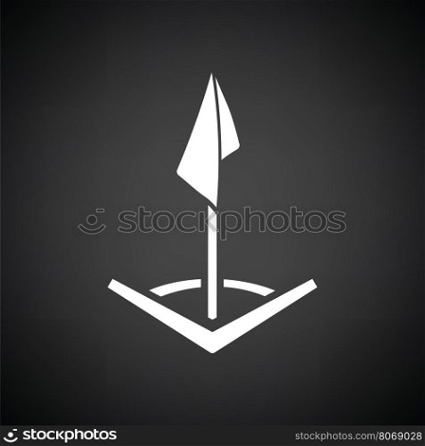 Soccer corner flag icon. Black background with white. Vector illustration.