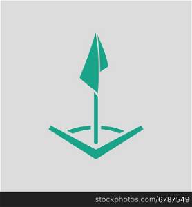 Soccer corner flag icon. Gray background with green. Vector illustration.