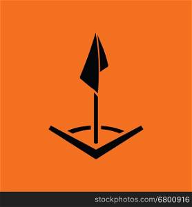 Soccer corner flag icon. Orange background with black. Vector illustration.