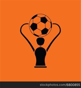 Soccer cup icon. Orange background with black. Vector illustration.