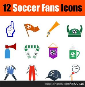 Soccer Fans Icon Set. Flat Design. Fully editable vector illustration. Text expanded.