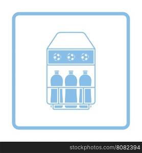 Soccer field bottle container icon. Blue frame design. Vector illustration.