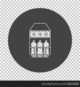 Soccer field bottle container icon. Subtract stencil design on tranparency grid. Vector illustration.