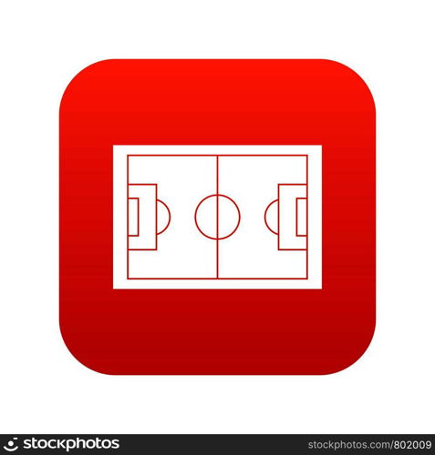 Soccer field icon digital red for any design isolated on white vector illustration. Soccer field icon digital red