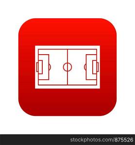 Soccer field icon digital red for any design isolated on white vector illustration. Soccer field icon digital red