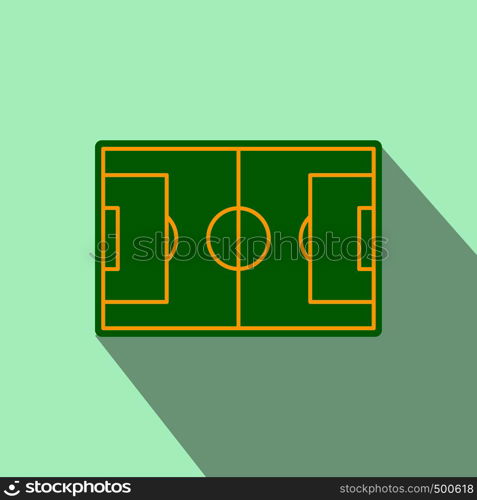 Soccer field icon in flat style on a light blue background . Soccer field icon, flat style