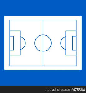 Soccer field icon white isolated on blue background vector illustration. Soccer field icon white