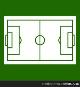 Soccer field icon white isolated on green background. Vector illustration. Soccer field icon green
