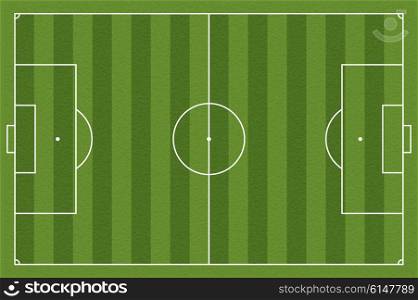 Soccer field, vector illustration. Football field with lines and areas. Marking the football field. FIFA soccer field size regulations. 105:68 m