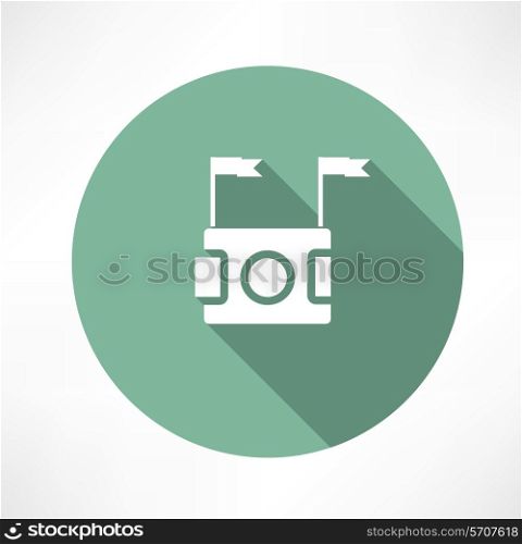 soccer field whith flags icon Flat modern style vector illustration