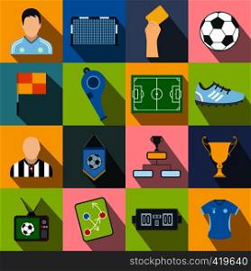 Soccer flat icons set for web and mobile devices. Soccer flat icons set