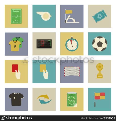 Soccer flat icons set vector graphic illustration design. Soccer flat icons set
