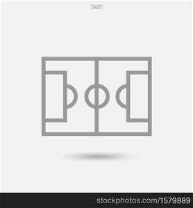 Soccer football field icon on white background. Vector illustration.