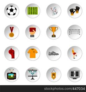Soccer football icons set in flat style isolated vector icons set illustration. Soccer football icons set in flat style