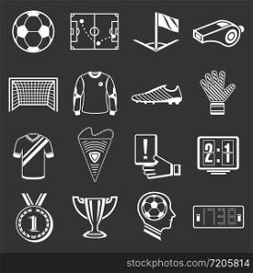 Soccer football icons set vector white isolated on grey background . Soccer football icons set grey vector