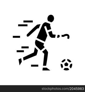 soccer football playing handicapped athlete glyph icon vector. soccer football playing handicapped athlete sign. isolated contour symbol black illustration. soccer football playing handicapped athlete glyph icon vector illustration