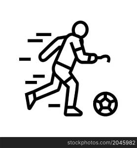 soccer football playing handicapped athlete line icon vector. soccer football playing handicapped athlete sign. isolated contour symbol black illustration. soccer football playing handicapped athlete line icon vector illustration