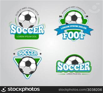 Soccer football vector badges, logos, t-shirt design templates. Soccer football vector badges, logos, t-shirt design templates. Club soccer sport and t-shirt emblem for football or soccer competition illustration