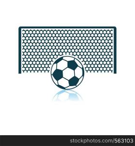 Soccer Gate With Ball On Penalty Point Icon. Shadow Reflection Design. Vector Illustration.