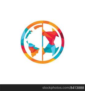 Soccer globe vector logo design template. Soccer planet logo template illustration. 