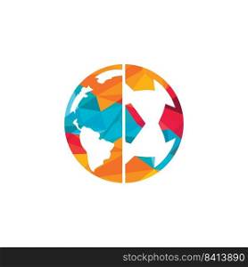 Soccer globe vector logo design template. Soccer planet logo template illustration. 