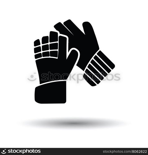 Soccer goalkeeper gloves icon. White background with shadow design. Vector illustration.