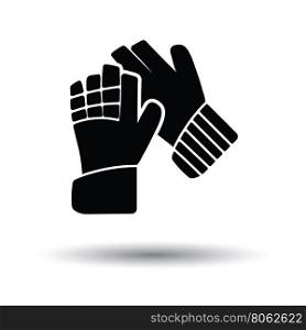 Soccer goalkeeper gloves icon. White background with shadow design. Vector illustration.
