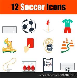 Soccer Icon Set. Flat Design. Fully editable vector illustration. Text expanded.