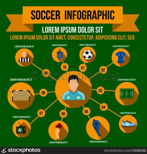 Soccer infographic in flat style for any design. Soccer infographic, flat style