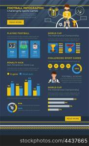 Soccer Infographic. Soccer infographic with bars graphs and charts describing different variants of championship statistics vector illustration