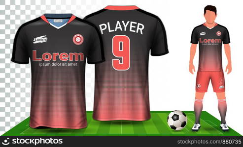 Soccer Jersey, Sport Shirt or Football Kit Uniform Presentation Mockup Template, Front and Back View Including Shorts and Socks and it is Fully Customization Isolated on Transparent Background.