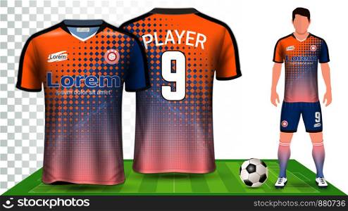 Soccer Jersey, Sport Shirt or Football Kit Uniform Presentation Mockup Template, Front and Back View Including Shorts and Socks and it is Fully Customization Isolated on Transparent Background.