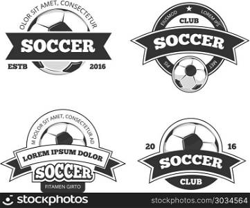 Soccer labels vector set. Soccer labels. Soccer championship emblems or football badges vector set