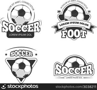 Soccer league club vector badges, labels. Soccer league club vector badges, labels. Soccer ball, and soccer label, badge and emblem soccer club illustration